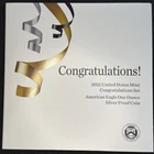 2021 W T1 AMERICAN SILVER EAGLE PROOF CONGRATULATIONS OGP/COA