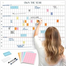 Undated Giant Wall Calendar  4ft x 3ft Full-Year Dry Erase Planner Start Any...