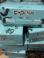 Popchips Crisps 24 x 23g (Sea Salt & Vinegar) Low Calorie Crisps ⚠️DAMAGED BOX⚠️