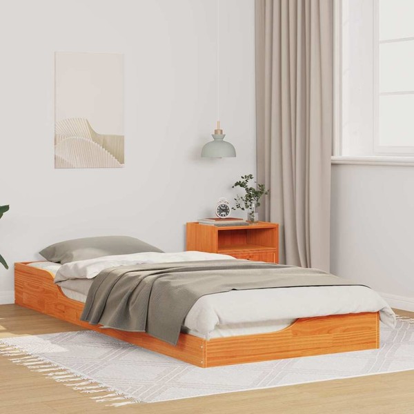 Bodenbettgestell Wachsbraun 90 X 220 Cm Massivkiefer-image