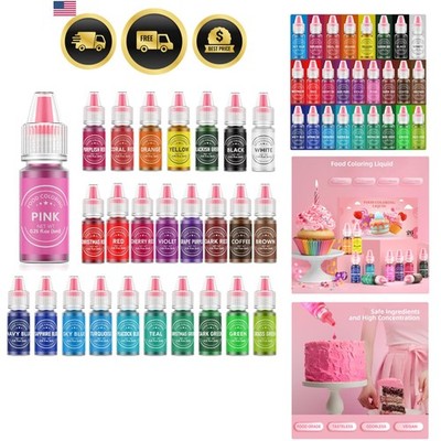 Food Coloring for Baking - 26 Vibrant Cake Coloring Liquid Set for Dessert De...