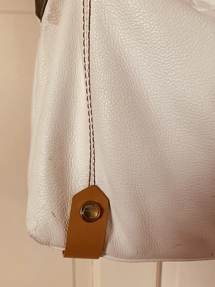 Oryany Large Leather Handbag Shoulder Colorblock White Blue Bag - Image 4 of 4