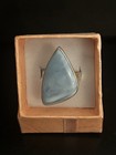 Huge Blue Chalcedony Gemstone Sterling Silver 925 Ring Size 6 Artisan Boho Chic — photo 1