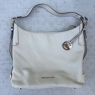 MICHAEL KORS Bedford Belted White Pebble Leather Hobo Shoulder Bag Large Purse