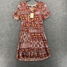 Ella Moon Dress Small Rust Floral Patchwork A-Line Peasant Cottagecore Prairie
