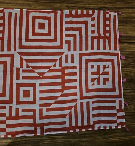 Echo Retro Style Orange And White Scarf Wrap 41" X 73" Echo Design Custom - Picture 6 of 9