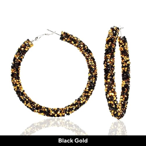 Glitter Hoop Earrings - Sliver Rhinestone Earrings For Women - Big Circle Hoops - Picture 14 of 14