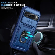 Rugged Ring Stand Case for Google Pixel 9 Pro XL 8 7 6 with Sliding Lens Cover