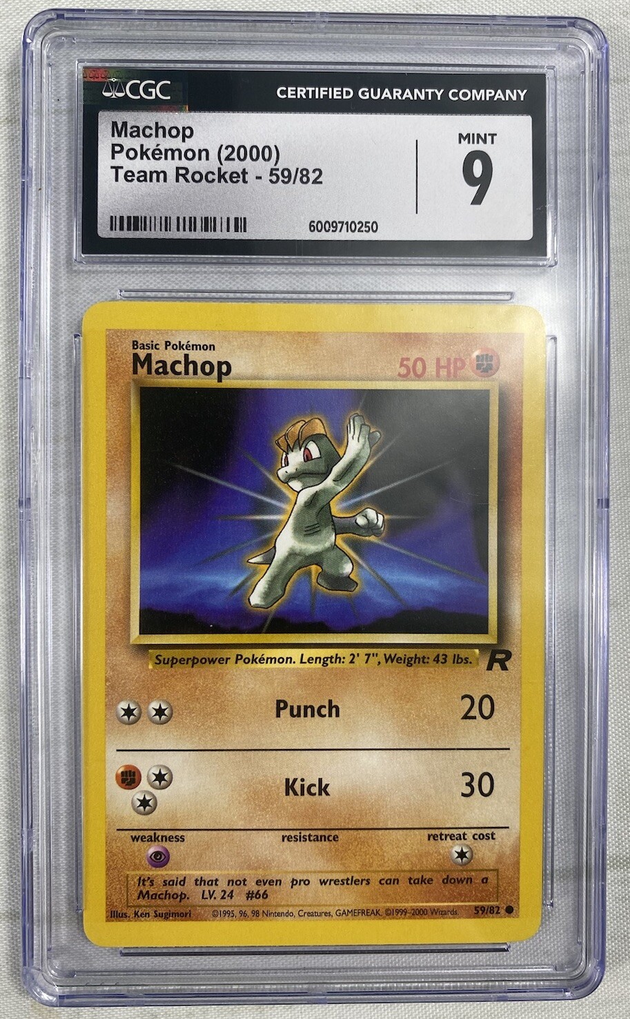 2000 Pokémon Machop 59/82 CGC 9 MINT Team Rocket Vintage WOTC Graded