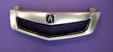 Fits ACURA TSX 09-10 Front  Grille All Silver w/ Silver MOULDING TRIM w/ Emblem