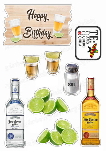Tequila eßbar Tortenbild Aufleger Party Deko Geschenk Geburtstag neu Lime Glas - Bild 1 von 11
