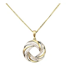 9ct 9k Yellow Gold Round Pendant With Diamonds 17mm 1.21 Grams. Brand New