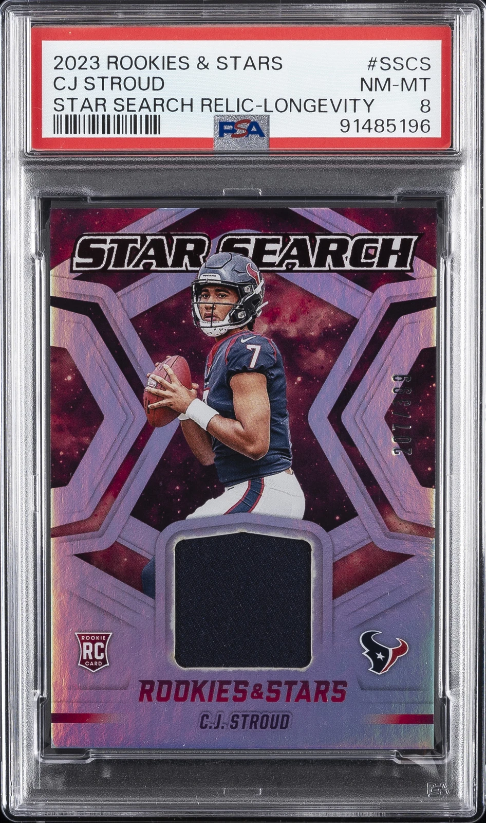 CJ Stroud Panini Rookies & Stars Star Search Relics #SSCS Longevity