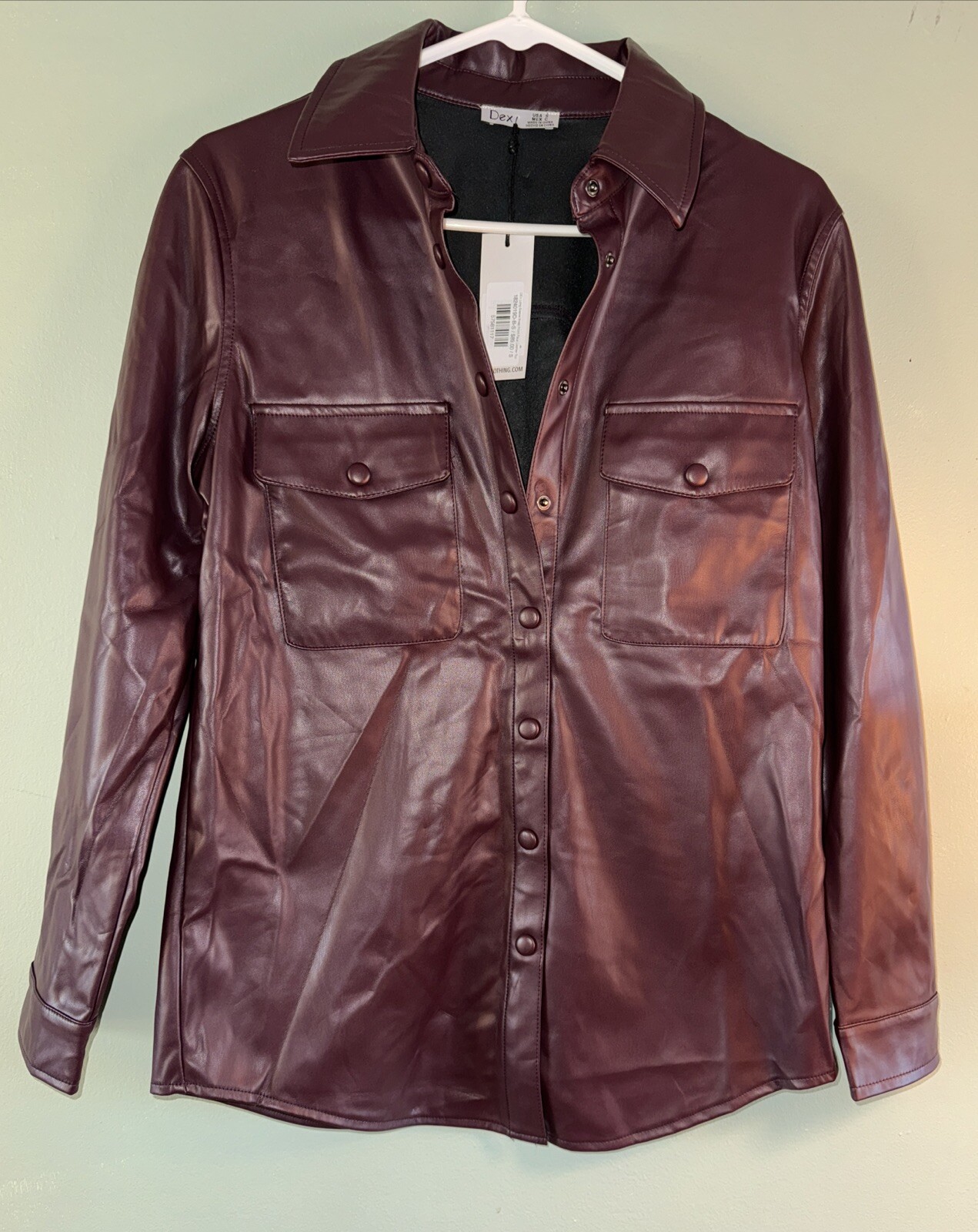 Dex Faux Leather Burgundy Shacket