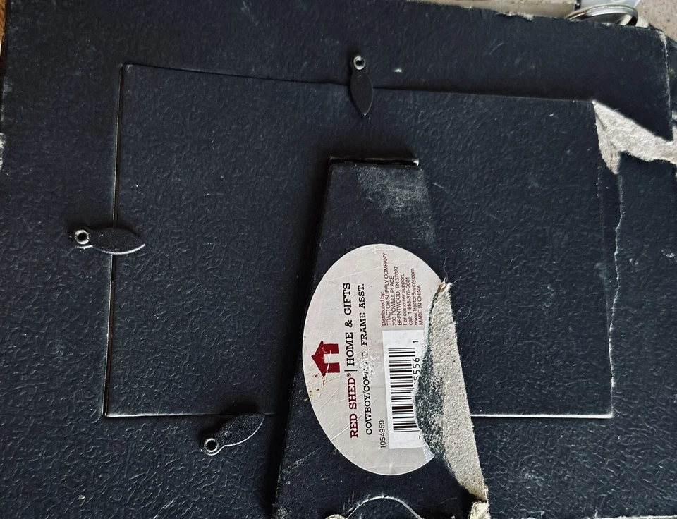 Marco de fotos cobertizo rojo 4x6 marrón plata rosa herradura diseño occidental VAQUERA NUEVO Foto 3 de 4