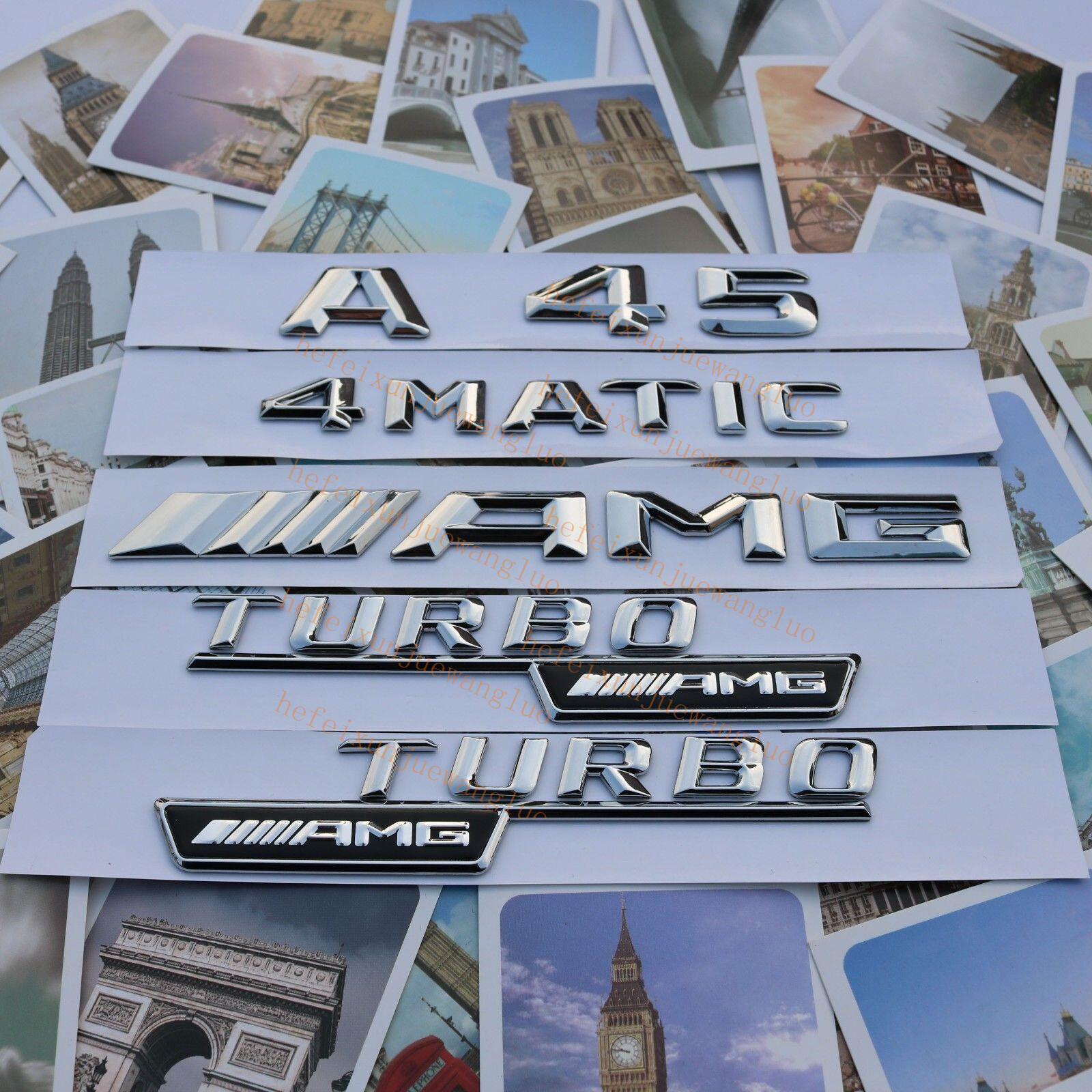 1 set Chrome Letters Rear Trunk Emblems Badges for A-Class W176 A45 AMG TURBO