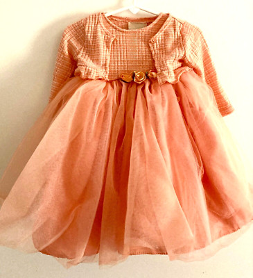 MARMELLATA ORANGE SLEEVELESS DRESS,  SWEATER, & BLOOMER 3 PIECE SET SIZE 12M