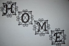 Home Decor Four Dark Brown Hammered Metal Letters Wall Hanging Decor HOME