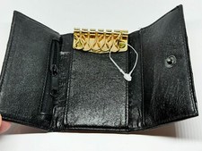 Genuine Eel Skin Leather Key Holder Wallet Small Black Holds 6 Keys