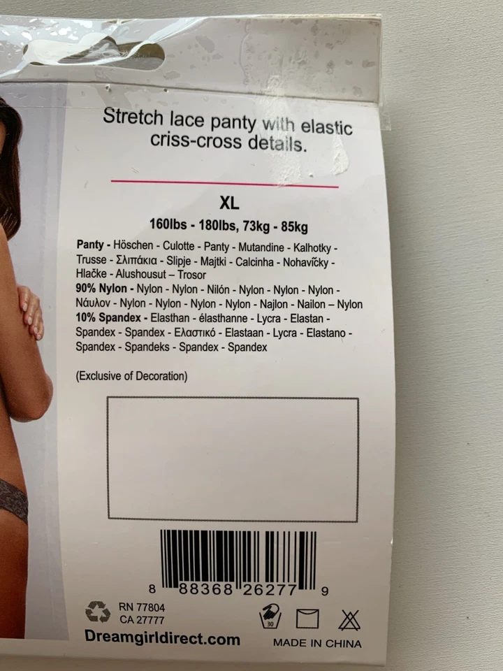 Dreamgirl Talla XL Elástico Encaje Bikini Panty Ropa Interior Elástico Detalle Entrecruzado Foto 3 de 4