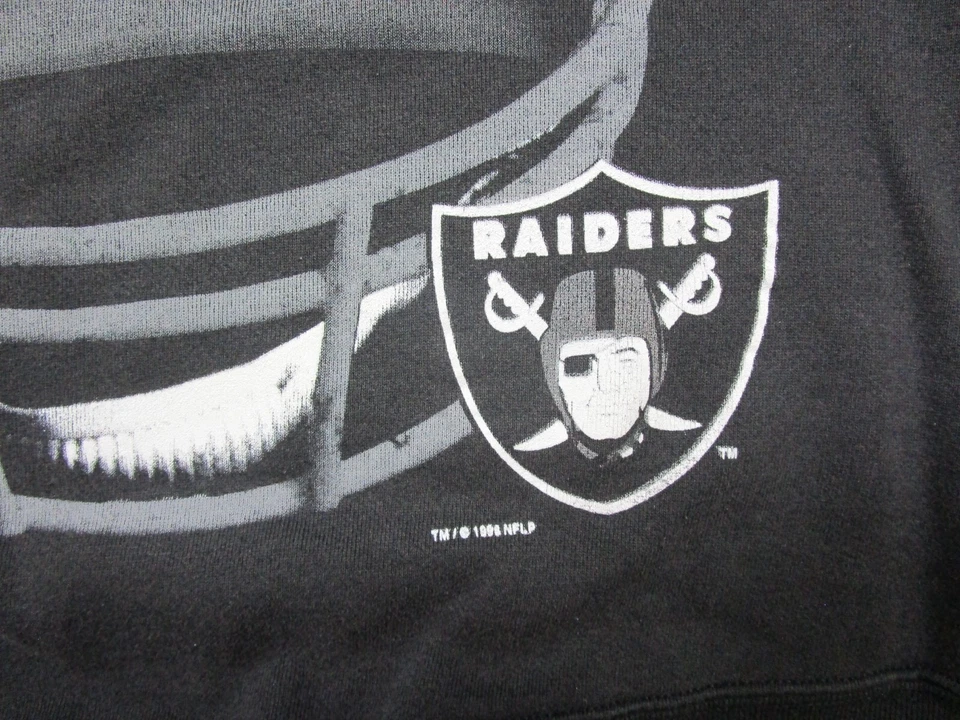 Sudadera De Colección Oakland Raiders Para Hombres (L) Negra Cuello Redondo Riddell Casco Grande Foto 3 de 4