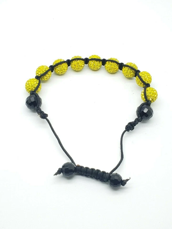 BodyJ4You Bolas Disco Pulsera 9 Cuentas Citrino Cristales Ajustable Muñeca Helada Foto 3 de 3