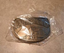 Vintage Raleigh Lights Tobacco Cigarettes Semi Truck Trucker Brass Belt Buckle
