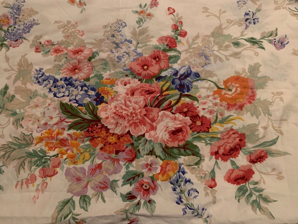 RALPH LAUREN VINTAGE SOUTHAMPTON FLAT TWIN SHEET FLOWER ROSE