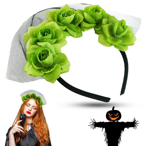 Roses Veil Headband Halloween Girl Fancy Accessories One Size Fits All - Picture 2 of 56