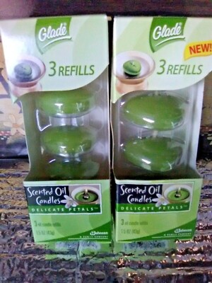 GLADE Scented Oil Candle refills 6 DELICATE PETALS Candles 