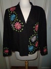 CAROLE LITTLE Women's Black Jacket With Flowers Size M