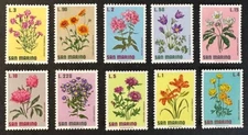 SAN MARINO 804 - 813 Beautiful Mint NEVER Hinged Set FLOWERS