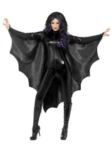 VAMPIRE BAT WINGS ADULT LADIES WOMENS COSTUME ACCESSORY CAPE BLACK DEVIL DEMON