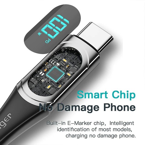 PD 100W USB C to USB C Cable Fast Charging Cord LED Display Type-C Charger✧ - Picture 7 of 14