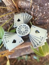 Metal Fidget Spinner Playing Cards, Ace,Black Jack Luck Charm, Adults Kids Toys 