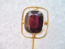 ANTIQUE OB OSTBY BARTON 10K GOLD GARNET STICK PIN