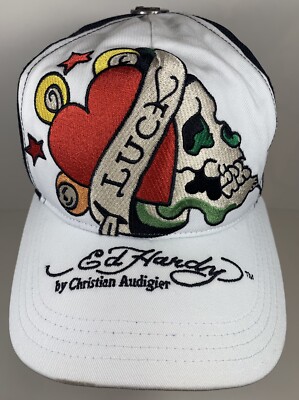 00's Christian Audigier キャップ Ed Hardy 白 Vintage Ed Hardy Christian Audigier Trucker Hat Rare Classic