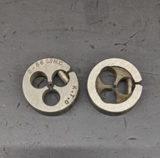 2 Kromhard 2-56 UNC Round Dies 13/16" OD Screw Adjustable Die Carbon Steel USA