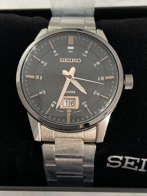 NEW* Seiko Sports Men's Black Textured Dial Quartz Watch SUR285 | eBay