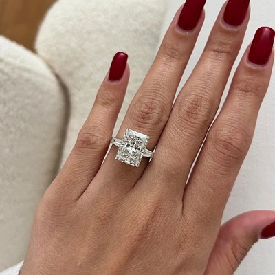 4,4ct Radiant & Baguette Cut Lab-Created Diamond Test Pass VVS1/D/Excellent Ring