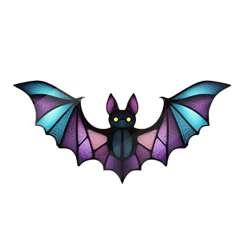 Halloween Bat Stained Glass Window Hanging Acrylic Wall Art3407