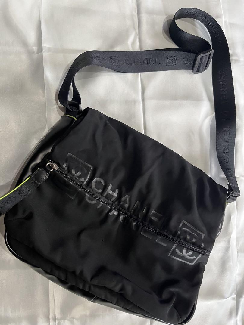 Chanel Sport Line Black Nylon Crossbody Bag with Green Accents Pre-Owned Japan Import