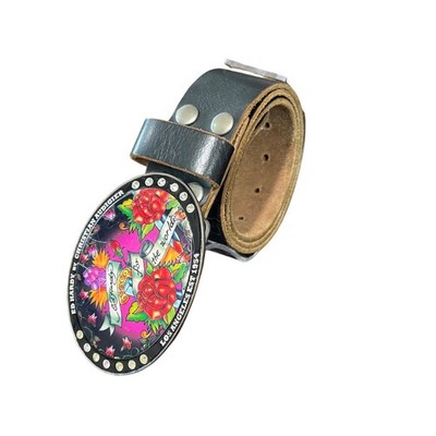 Ed Hardy by Christian Audigier Leather Belt Size S Tattoo  display picture 2