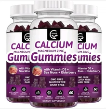Calcium Magnesium Gummies Zinc + Sea Moss + Elderberry Vitamin D3（3 Pack）Gornvb