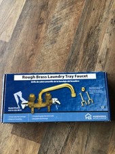 New Homewerks Rough Brass Laundry Tray Faucet with Legs 2 Handles Swivel Spout