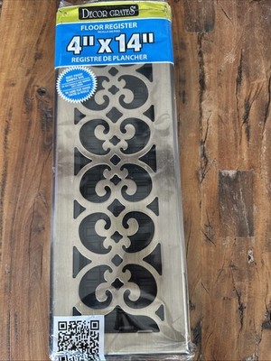 Decor Grates Floor Register 4 x14  Antique Brass, Brass SPH414-A Rust Proof