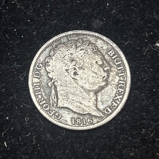 SASA 1816 Great Britain George III SILVER 6 pence Coin KM 665 .925 Rotated Die