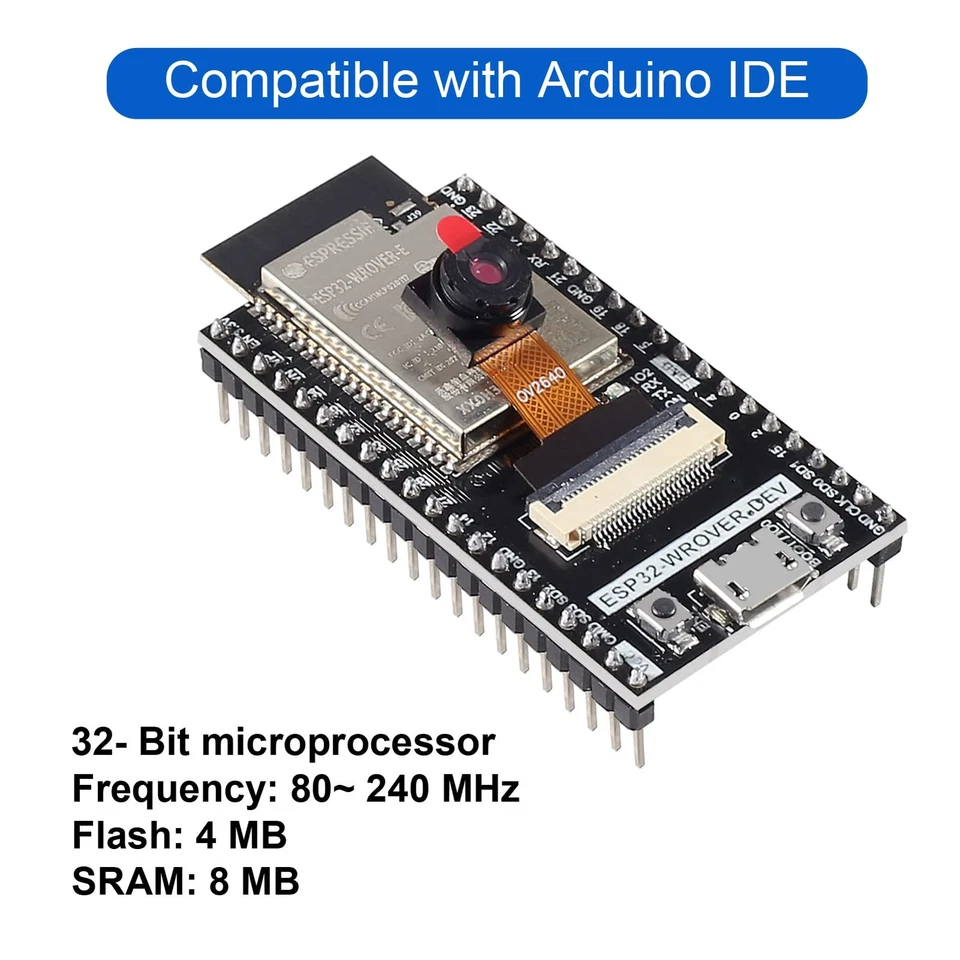 ESP32 Lot de 2 modules de caméra CAM ESP32-WROVER avec caméra sans fil Bluetooth - Photo 4/4