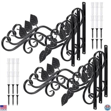 6 Pack Rust-Resistant Iron Plant Hangers, Wall Mount Hooks for Plants, Black