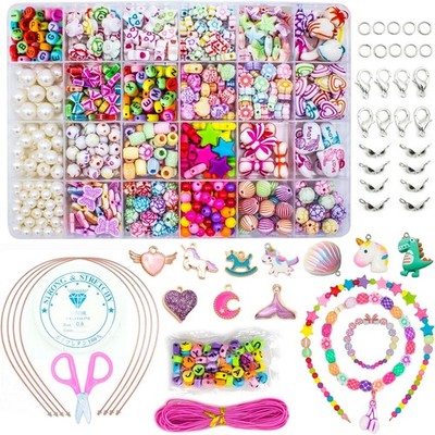 Children DIY Beads for Jewellery Bracelet Necklaces String Making Kit, Friend...